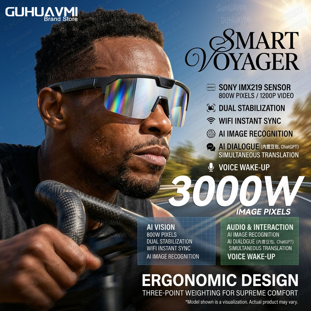 Audio Music Bluetooth - Photochromic Smart Glasses 1200P HD Camera