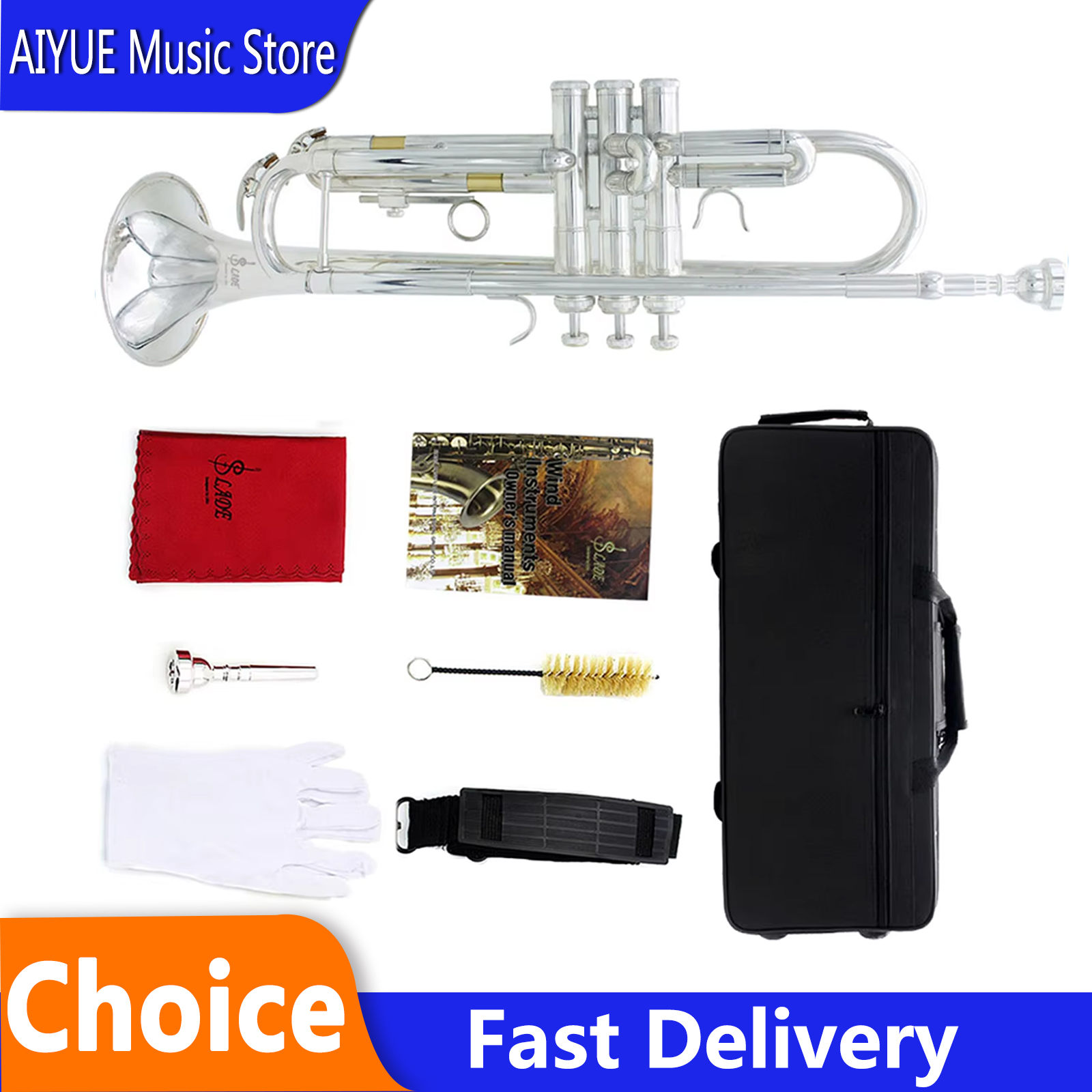 Trombone Mouthpiece - SLADE Trumpet Bb Professional Brass Silver