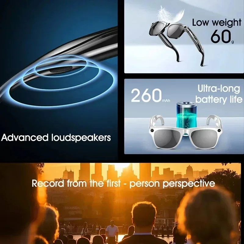 Audio Music Bluetooth - Lenovo 8K Vision AI Eyeglasses Built-in